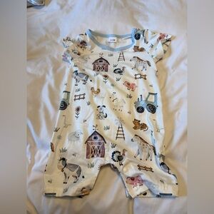 Farm Animal Print Baby Romper